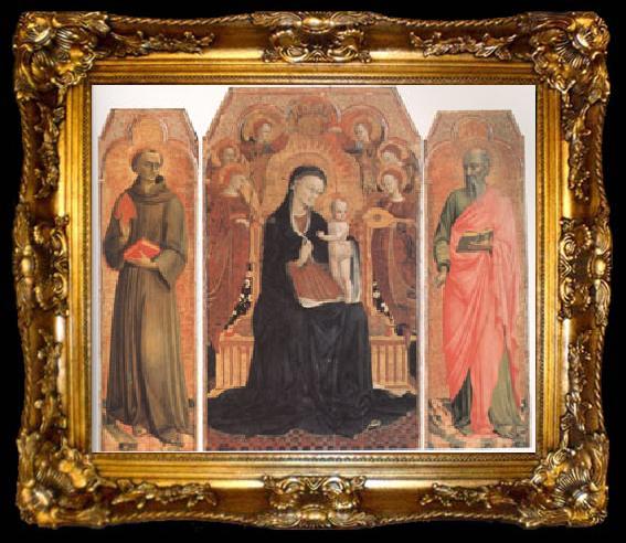 framed  Stefano di Giovanni Sassetta Viirgin and child Enthroned with six Angels (mk05), ta009-2